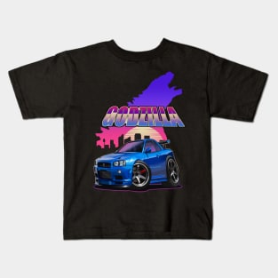 Nissan Skyline R34 Godzilla Design Kids T-Shirt